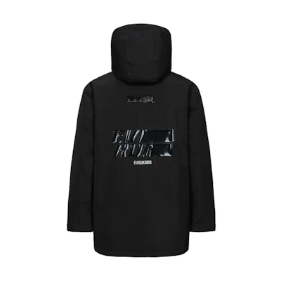 EVISU AW23 Black Hooded Down Jacket with Logo Print Regular Fit 2EAGNM3NJ5005XXPL