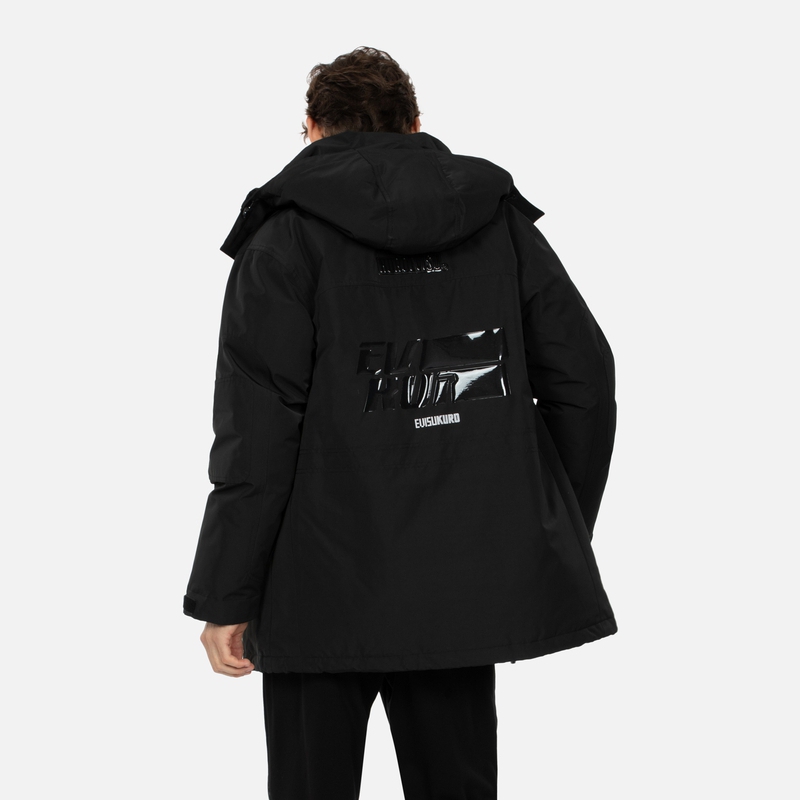 EVISU AW23  Black Hooded Down Jacket with Logo Print Regular Fit 2EAGNM3NJ5005XXPL 圖 4
