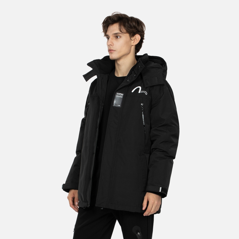EVISU AW23  Black Hooded Down Jacket with Logo Print Regular Fit 2EAGNM3NJ5005XXPL 圖 5