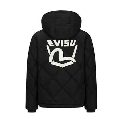 EVISU AW23 Black Hoodie Jacket with Logo & Seagull Print. 2EAEPM3NJ1183XXPL