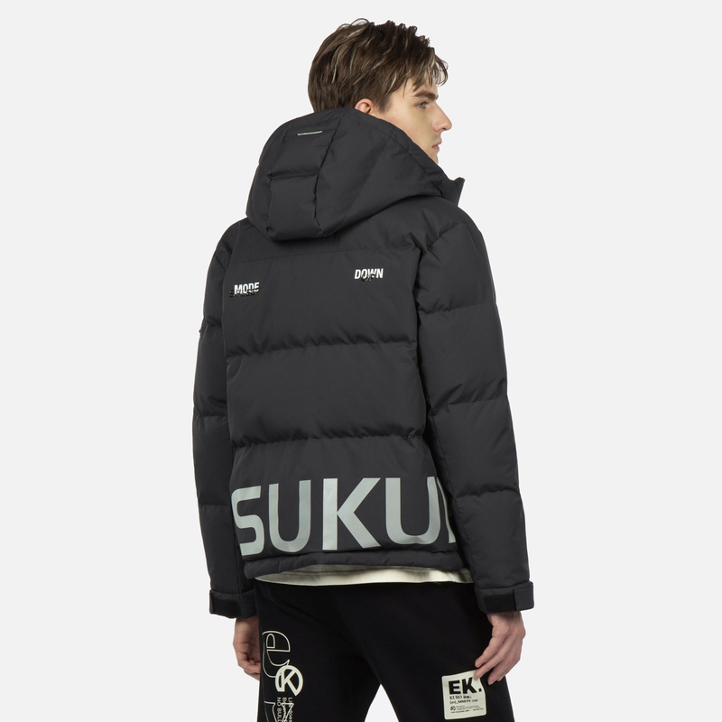 EVISU AW23  Black Logo Printed Down Jacket with Hood 2EAGNM3NJ1967XXPL 圖 5