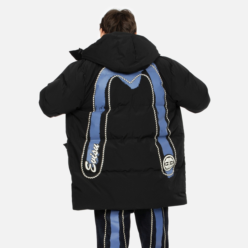 EVISU AW23  Black Seagull Embroidered Down Jacket with Hood. 2EAHTM3NC1037XXPL 圖 4