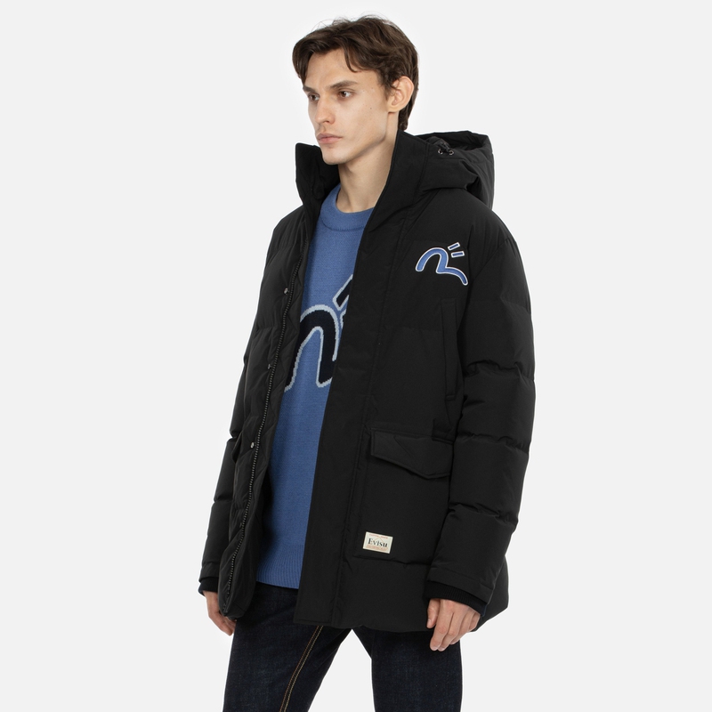 EVISU AW23  Black Seagull Embroidered Down Jacket with Hood. 2EAHTM3NC1037XXPL 圖 5