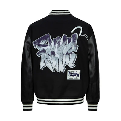 EVISU AW23 Black Seagull Embroidery Baseball Jacket 2EAGNM3JK5209OSWQ