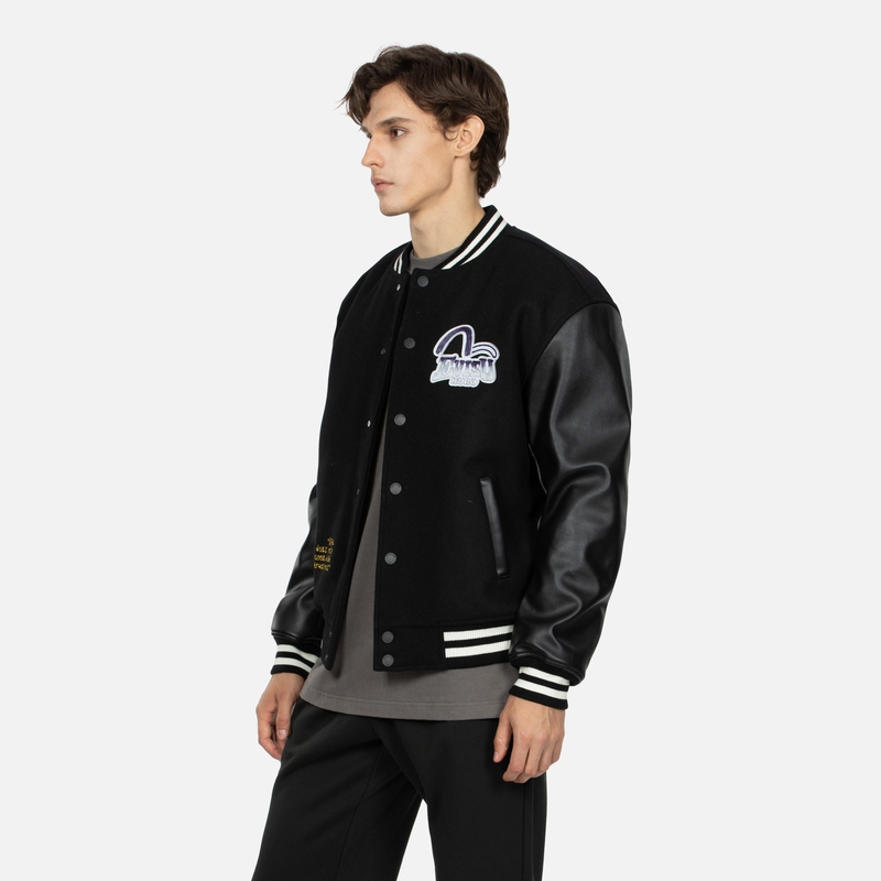 EVISU AW23  Black Seagull Embroidery Baseball Jacket 2EAGNM3JK5209OSWQ 圖 5