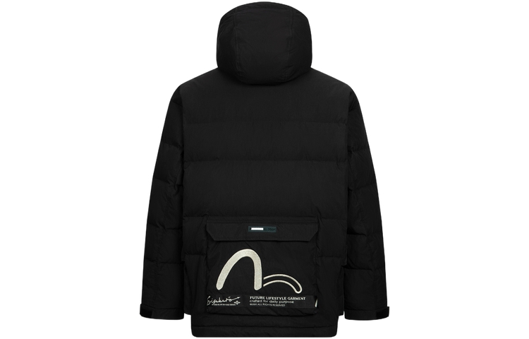 EVISU AW23  Black Seagull Embroidery Multi-Pocket Hooded Down Jacket. 2EAGNM3NJ5097LFCN 圖 3