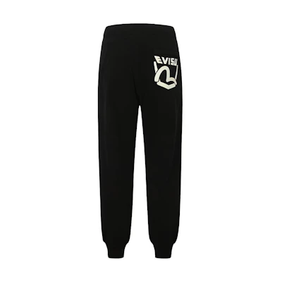 EVISU AW23 Black Seagull Logo Print Jogger Pants - Streetwear Fit. 2EAEPM3SP1187XXCT