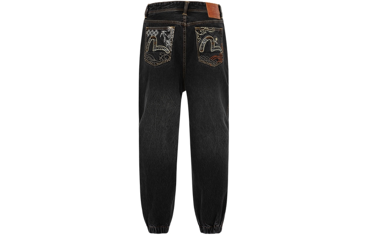EVISU AW23  Black Wide-Leg Jeans with Seagull Embroidery and Fair Isle Pattern 2EAHTM3JO1069WLDN 圖 2