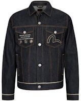 EVISU AW23 Blue Denim Jacket with Embroidered Fuku Deer & Treasures. 2EAHTM3DJ7006XXCS EVISU AW23 Blue Denim Jacket with Embroidered Fuku Deer & Treasures. 2EAHTM3DJ7006XXCS