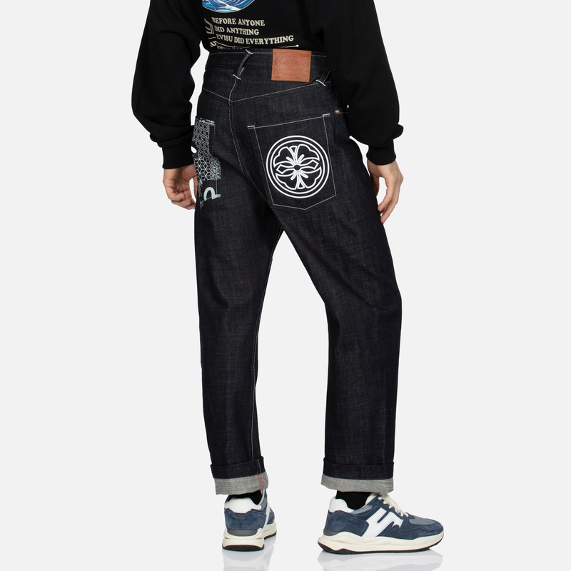 EVISU AW23  Blue Denim Jeans with Seagull & Kamon Pocket Patchwork Design 2EAHTM3JE70523DCS 圖 4