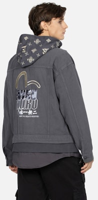 EVISU 秋冬23 深灰海鸥刺绣叠穿连帽夹克衫. 2EAGNM3JK5113LFCT Shop EVISU 秋冬23 深灰海鸥刺绣叠穿连帽夹克衫. 2EAGNM3JK5113LFCT