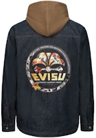 EVISU AW23 Denim Blue Hoodie with Logo Floral Embroidery Design 2EAHTM3SJ7020RXCL EVISU AW23 Denim Blue Hoodie with Logo Floral Embroidery Design 2EAHTM3SJ7020RXCL