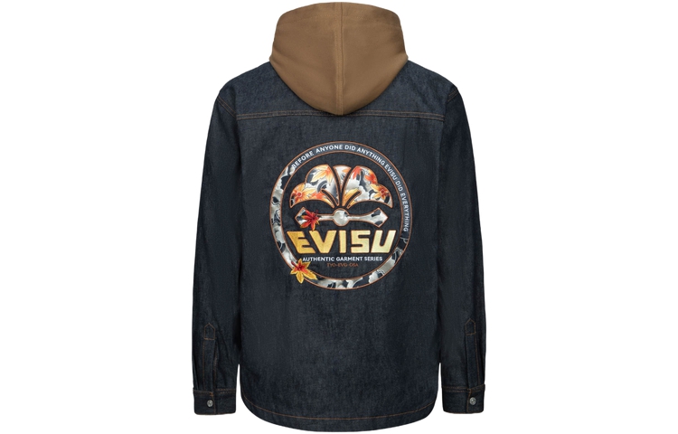 Order EVISU 秋冬款牛仔藍連帽衫搭配花卉刺繡設計LOGO 2EAHTM3SJ7020RXCL