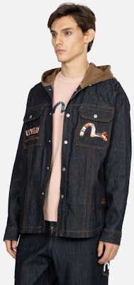 EVISU 秋冬款牛仔藍連帽衫搭配花卉刺繡設計LOGO 2EAHTM3SJ7020RXCL Purchase EVISU 秋冬款牛仔藍連帽衫搭配花卉刺繡設計LOGO 2EAHTM3SJ7020RXCL