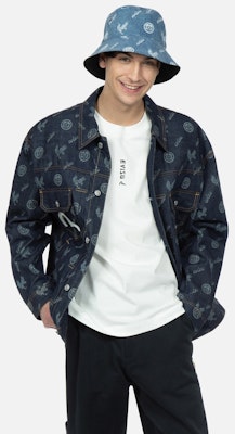 EVISU AW23 鷹與家徽染印花藍色牛仔外套 2EAHTM3DJ1902LFCT Shop EVISU AW23 鷹與家徽染印花藍色牛仔外套 2EAHTM3DJ1902LFCT