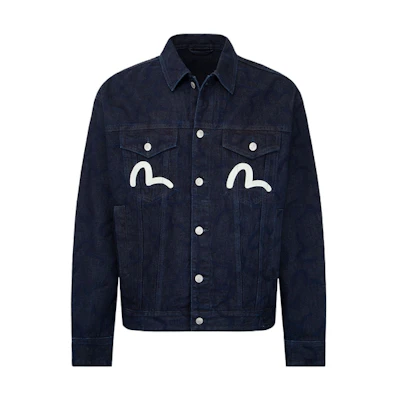 EVISU AW23 Denim Jacket with Seagull Print in Blue Denim 2EAHTM3DJ2912LFCT