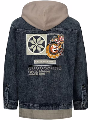 EVISU AW23 Jaket Denim Hitam Oversized dengan Hoodie Lepas Pasang 2EAHTM3SJ1025LFDN Buy EVISU AW23 Jaket Denim Hitam Oversized dengan Hoodie Lepas Pasang 2EAHTM3SJ1025LFDN