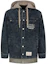 Lookbook EVISU AW23 Jaket Denim Hitam Oversized dengan Hoodie Lepas Pasang 2EAHTM3SJ1025LFDN