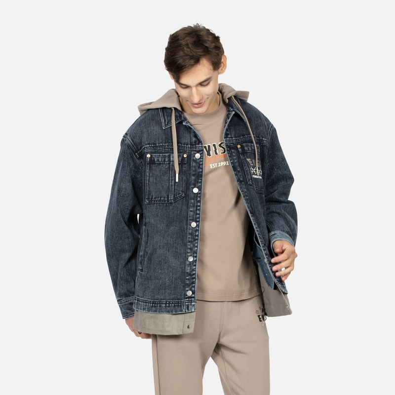 EVISU AW23  Detachable Hooded Oversized Denim Jacket Black 2EAHTM3SJ1025LFDN 圖 4