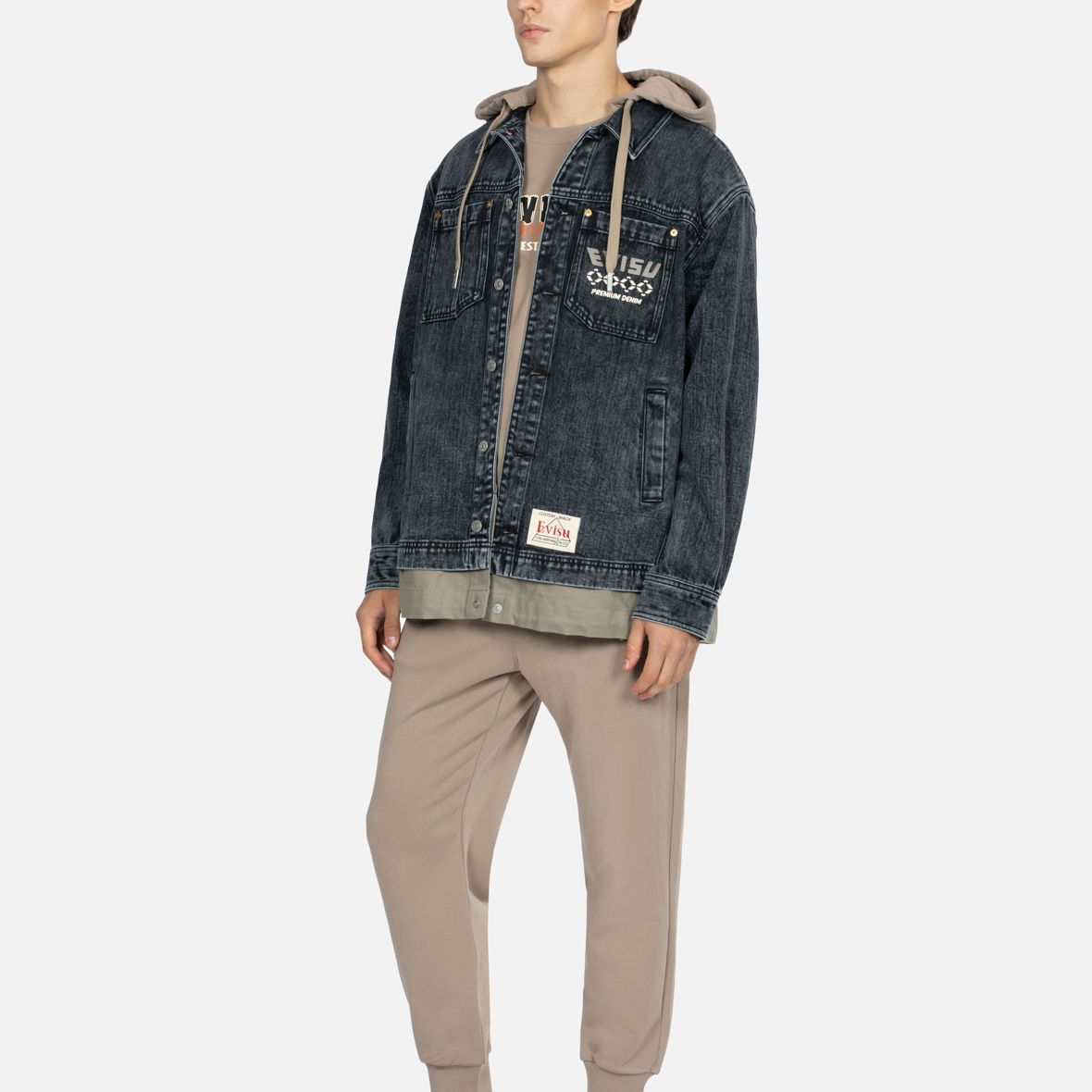 EVISU AW23  Detachable Hooded Oversized Denim Jacket Black 2EAHTM3SJ1025LFDN 圖 6