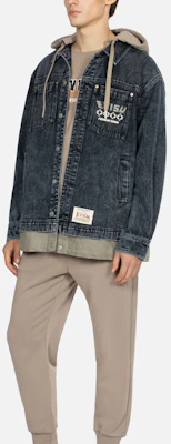 EVISU AW23 Jaket Denim Hitam Oversized dengan Hoodie Lepas Pasang 2EAHTM3SJ1025LFDN Details for EVISU AW23 Jaket Denim Hitam Oversized dengan Hoodie Lepas Pasang 2EAHTM3SJ1025LFDN