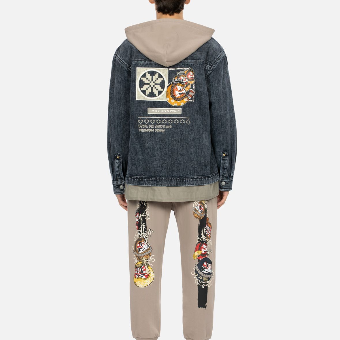 EVISU AW23  Detachable Hooded Oversized Denim Jacket Black 2EAHTM3SJ1025LFDN 圖 8