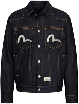 EVISU AW23 Double Floral Embroidery Denim Jacket in Blue. 2EAHTM3DJ1005XXCT Lookbook EVISU AW23 Double Floral Embroidery Denim Jacket in Blue. 2EAHTM3DJ1005XXCT