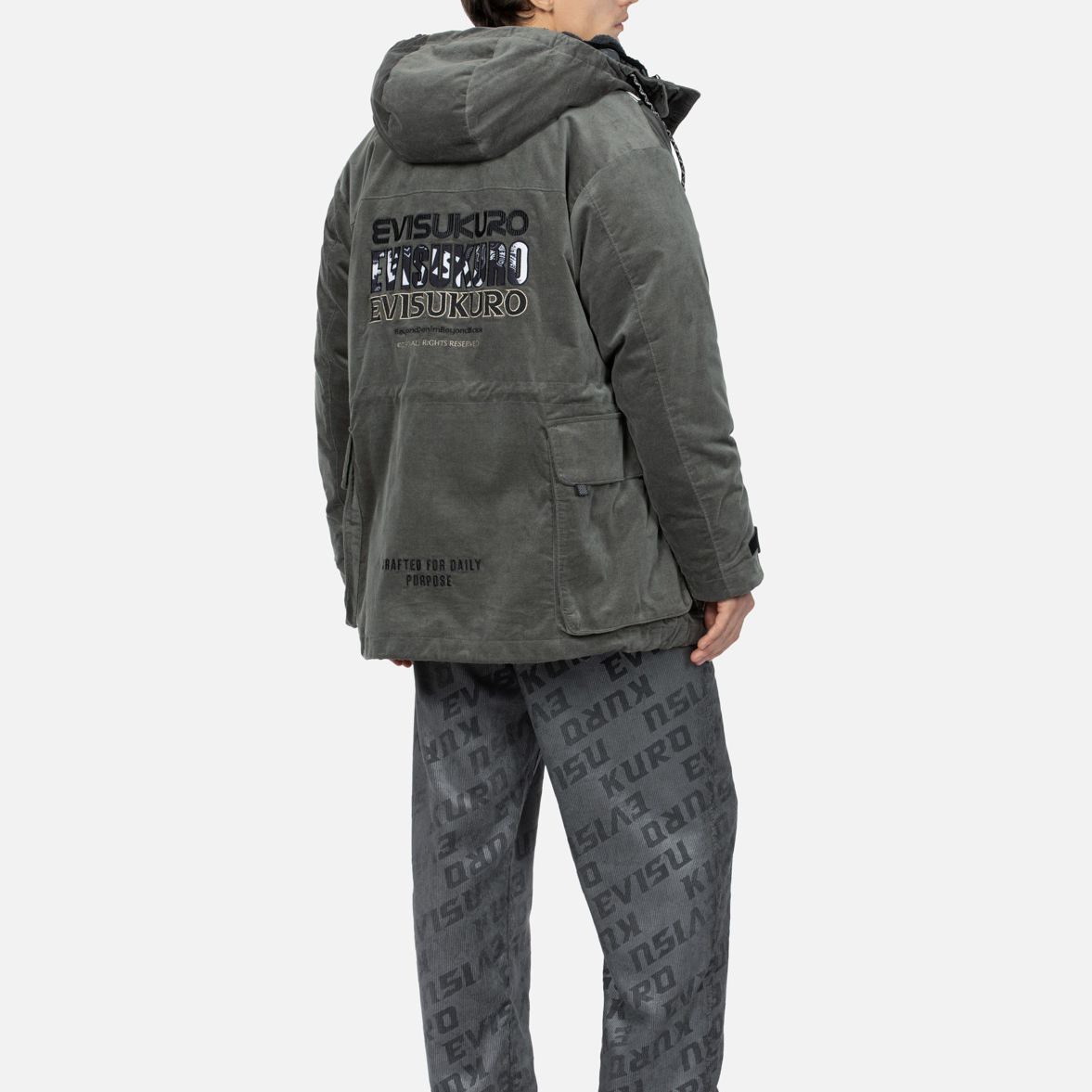 EVISU AW23  Embroidered Logo Quilted Camping Jacket Gray 2EAGNM3JK5107RXCQ 圖 6