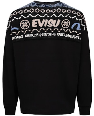 EVISU 秋冬23 黑色费尔岛拼接图案宽松针织卫衣 2EAHTM3SW1083FLCT Buy EVISU 秋冬23 黑色费尔岛拼接图案宽松针织卫衣 2EAHTM3SW1083FLCT
