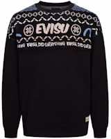 Lookbook EVISU AW23 Fair Isle Knit Patchwork Oversized Sweatshirt Black 2EAHTM3SW1083FLCT