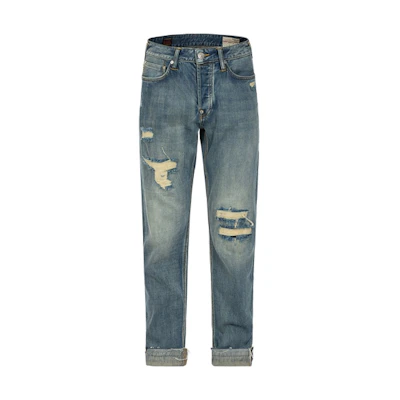 EVISU AW23 Floral Pocket Raw Hem Blue Denim Jeans 2EAHTM3JE802417CS