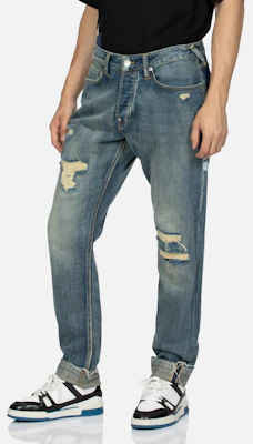 EVISU AW23 花卉口袋生邊藍色牛仔褲 2EAHTM3JE802417CS Shop EVISU AW23 花卉口袋生邊藍色牛仔褲 2EAHTM3JE802417CS