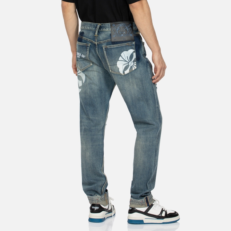 Purchase EVISU AW23 花卉口袋生邊藍色牛仔褲 2EAHTM3JE802417CS