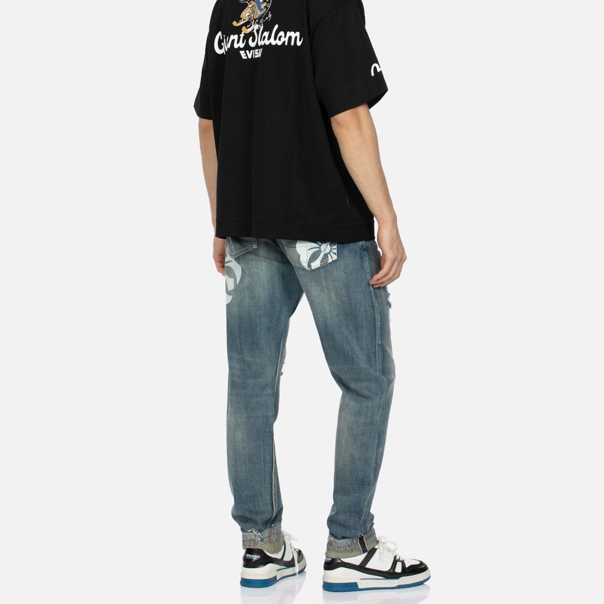 Details for EVISU AW23 花卉口袋生邊藍色牛仔褲 2EAHTM3JE802417CS