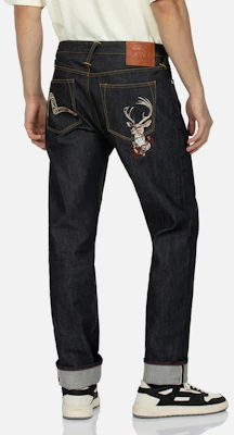 EVISU AW23 Fukujin Seagull Denim Jeans in Blue 2EAHTM3JE704410CS Purchase EVISU AW23 Fukujin Seagull Denim Jeans in Blue 2EAHTM3JE704410CS
