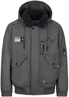 EVISU AW23 Grey Seagull Logo Embroidered Wide Fit Bomber Jacket 2EAGNM3JK5127RXCQ EVISU AW23 Grey Seagull Logo Embroidered Wide Fit Bomber Jacket 2EAGNM3JK5127RXCQ