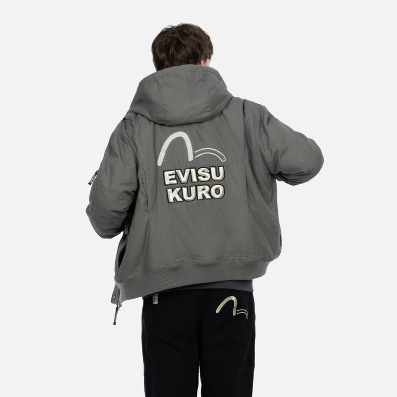 Purchase 에비수 AW23 그레이 갈매기 로고 자수 와이드 핏 봄버 자켓 2EAGNM3JK5127RXCQ
