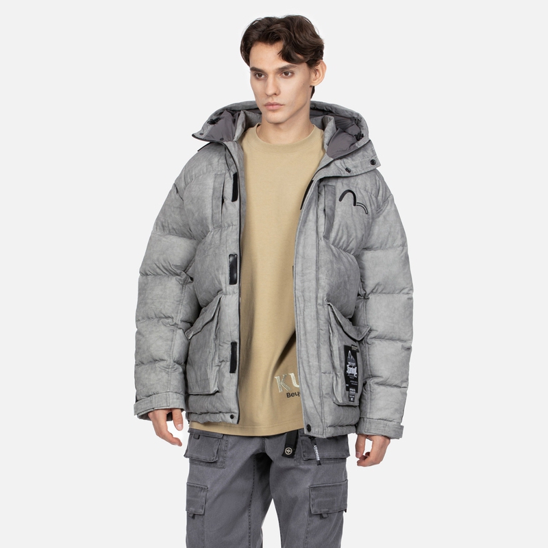 EVISU AW23  Grey Wide Puffer Jacket with Logo Embroidery & Floral Design 2EAGNM3NJ5096LFCT 圖 5