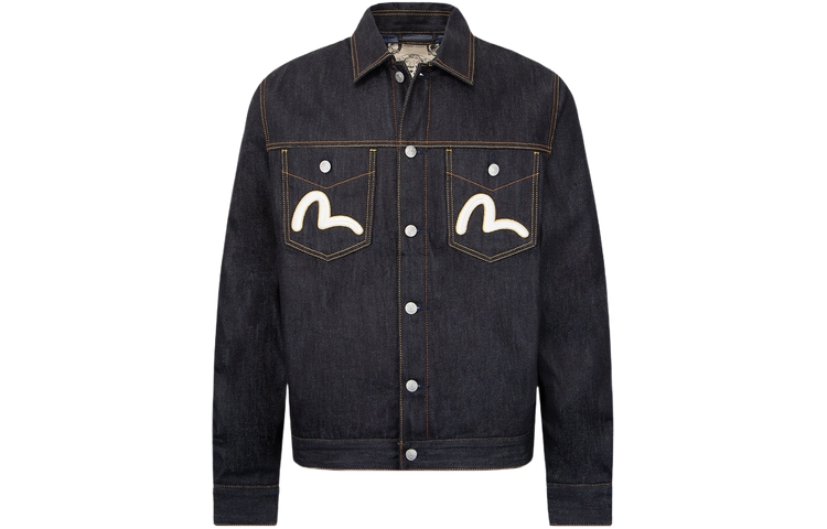 EVISU AW23  Koi Pattern Embroidered Denim Jacket in Blue 2EAHTM3DJ1931XXCT