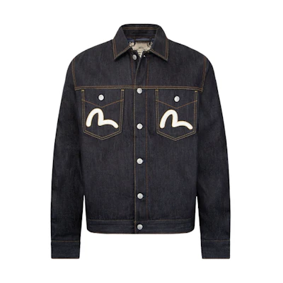 EVISU AW23 Koi Pattern Embroidered Denim Jacket in Blue 2EAHTM3DJ1931XXCT