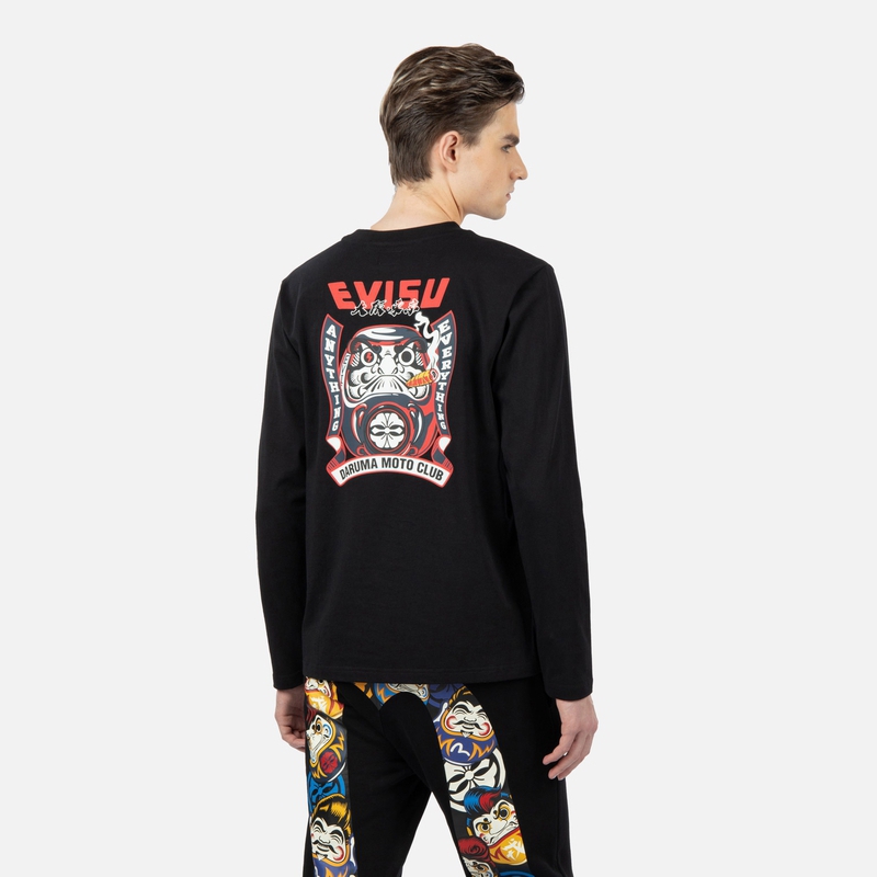 EVISU AW23  Long Sleeve T-Shirt with Daruma Print and Biker Design. 2EAHTM3TL2910XXCT 圖 9