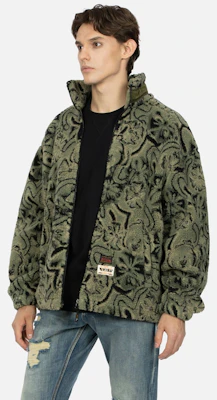 EVISU AW23 Loose Fit Jacquard Zip Jacket with Seagulls & House Flower Print. 2EAHTM3JK8020LFSH Shop EVISU AW23 Loose Fit Jacquard Zip Jacket with Seagulls & House Flower Print. 2EAHTM3JK8020LFSH