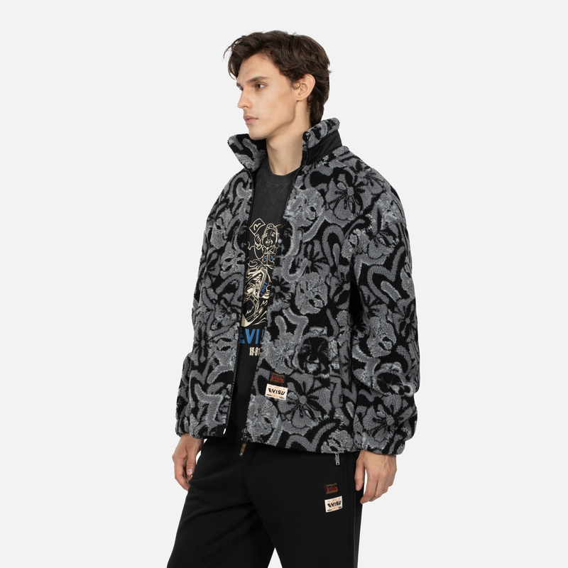 Cheap EVISU AW23  Loose Fit Jacquard Zip Jacket with Seagulls & House Flower Print. 2EAHTM3JK8020LFSH