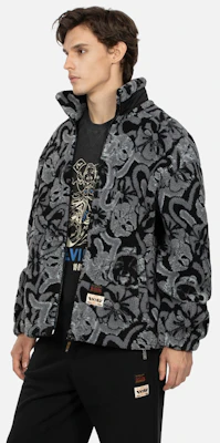 EVISU AW23 Loose Fit Jacquard Zip Jacket with Seagulls & House Flower Print. 2EAHTM3JK8020LFSH Cheap EVISU AW23 Loose Fit Jacquard Zip Jacket with Seagulls & House Flower Print. 2EAHTM3JK8020LFSH