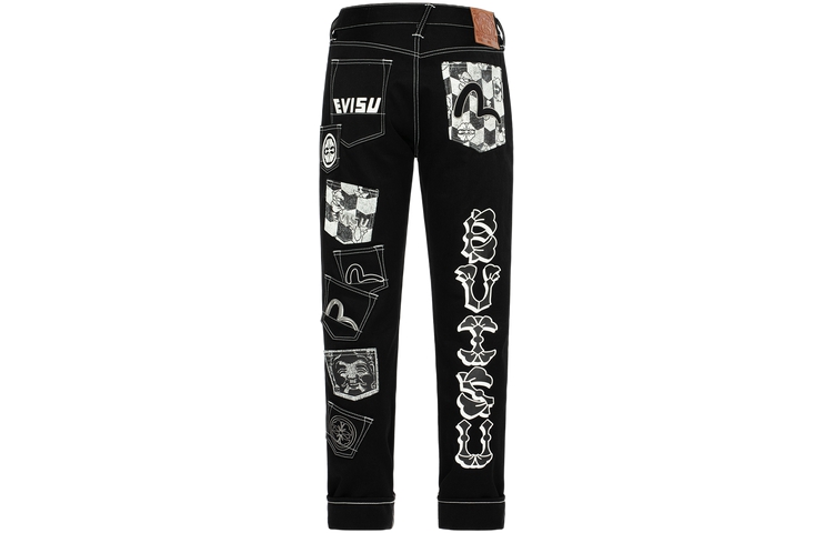 Order EVISU AW23 多口袋修身錐形黑色牛仔褲 2EAHTM3JE106017CT