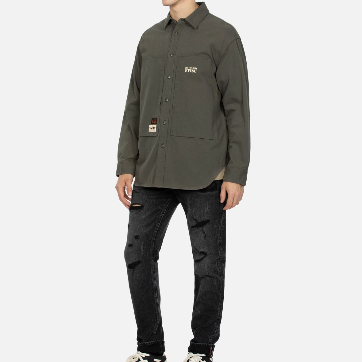 Sizing EVISU AW23 Kemeja Oversized Camouflage Brushstroke M Print Kasual. 2EAHTM3SL8014RXCT