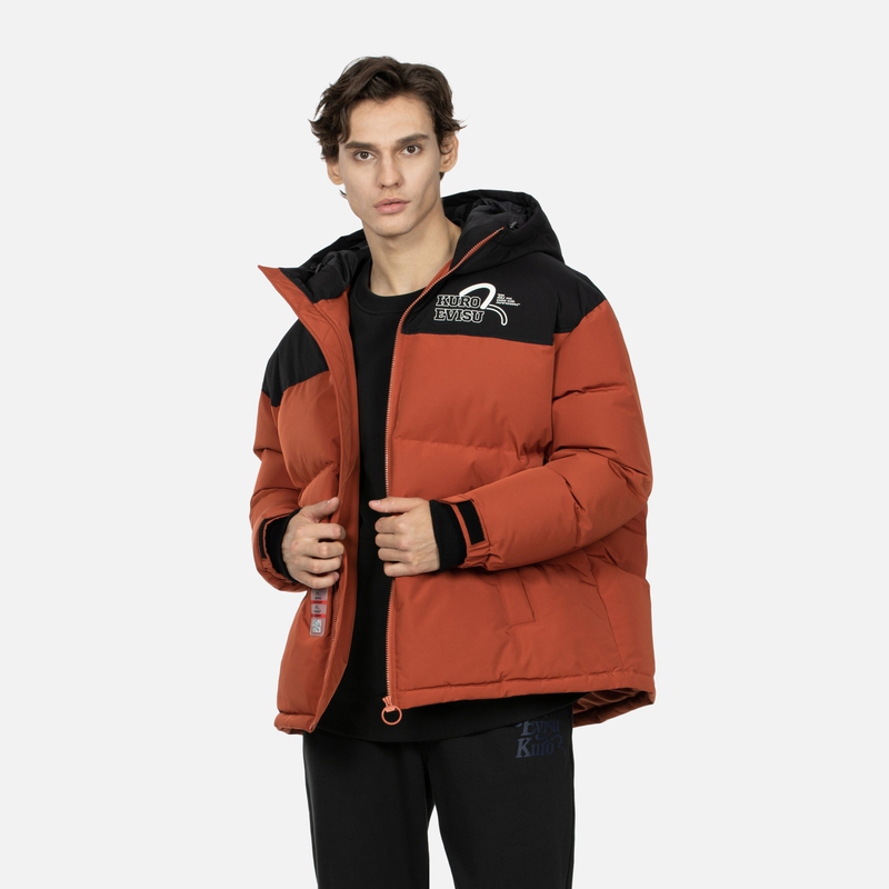 Purchase EVISU AW23 寬鬆撞色連帽羽絨外套 - 橘色 2EAGNM3NJ5200OSPL