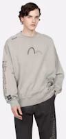 Shop EVISU AW23 Oversized Crewneck Sweatshirt with Multi-Logo Embroidery Beige. 2EAGNM3SW5150OSCT