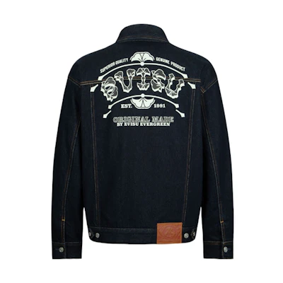 EVISU AW23 Oversized Denim Jacket with Logo & Seagull Print 2EAHTM3DJ1013LFCQ