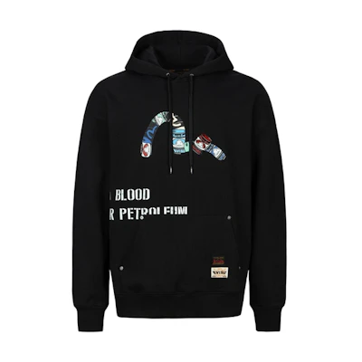 EVISU AW23 Oversized Hoodie with Buddha and Seagull Print. 2EAHTM3SW8047LFCT
